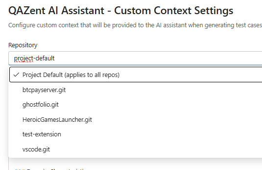 Custom context settings